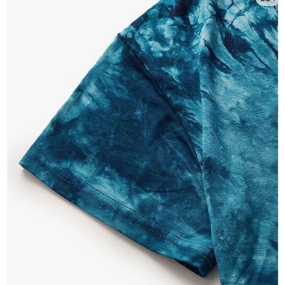 New SweatyRocks Women's Tie Dye Criss Cross Back Short Sleeve Crop Summer TShirt - Picture 5 of 9